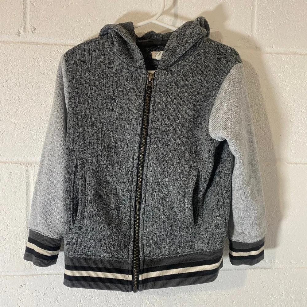 Gymboree Two Tone Heather Light & Dark Gray Zip Up Hoodie Jacket Size 14